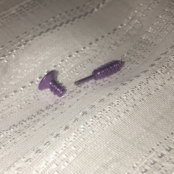 Purple Screw Earrings - Picture 3 of 5